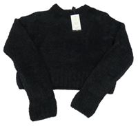 Nové - Černý chlupatý crop svetr New Look 