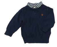 Tmavomodrý sveter so všitou košilí Next