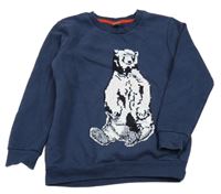 Tmavomodrá mikina s medvídkem z překlápěcích flitrů TU