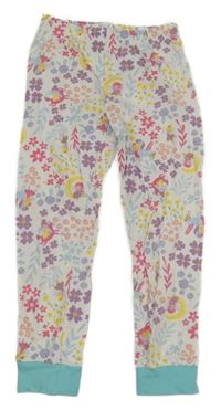 Bielo-mátové pyžamové nohavice s kvietkami Lily & Dan