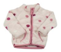 Svetloružová chlpatá prepínaci mikina s bodkami Ergee