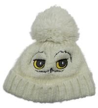 Smetanová pletená podšitá čepice s Hedvikou a bambulí