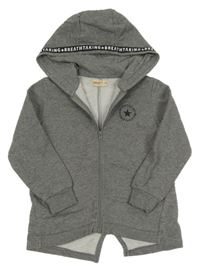 Sivá melírovaná prepínaci mikina s nápismi a kapucňou Silveresun