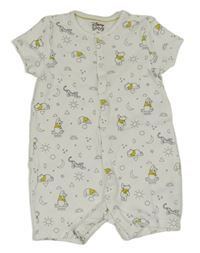 Bílý bavlněný kraťasový overal s medvídkem Pú Disney