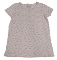 Svetloružové tričko s koníky Tchibo