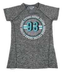 Šedo-černé melírované sportovní tričko s nápisem Ergeenomixx