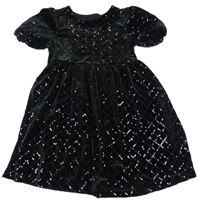 Čierne zamatové flitrové šaty Dunnes