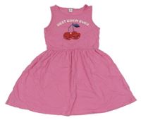 Ružové bavlnené šaty s třešničkami DopoDopo