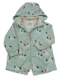 Khaki šusťáková jarní parka s jednorožci a kapucí M&S
