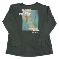 Tmavosivé tričko s kytarou a nápisom Zara