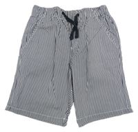 Tmavošedo-biele pruhované plátenné kraťasy H&M