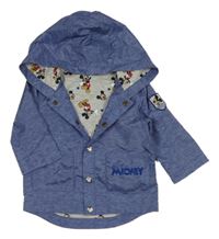 Modrá šušťáková jesenná bunda s kapucí - Mickey Disney