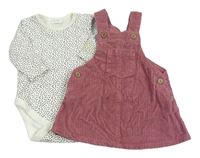 2Set - Staroružové menšestrové šaty + biele bodkovaná é body Next