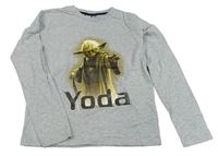 Sivé melírované tričko s Yodou - Star Wars
