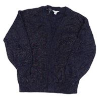 Tmavomodro-farebný svetrový cardigan so trblietkami M&Co