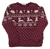 Vínový sveter s vánočním motívom H&M