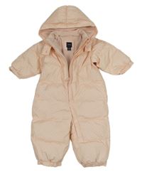 Světlebroskvová puntíkatá prošívaná šusťáková zimní kombinéza s kapucí GAP