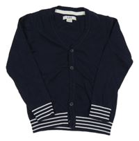 Tmavomodrý prepínaci sveter s bielymi pruhmi LH