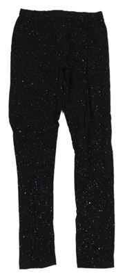 Černé třpytivé teplákové legíny YIGGA