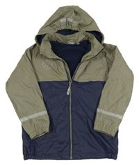 Sivo-tmavomodrá nepromokavá jarná bunda s odopínacíá kapucňou COLOR KIDS