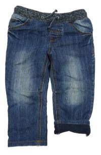 Tmavomodré podšité rifle s úpletovým pasom Topomini