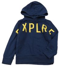 Tmavomodrá mikina s nápisem a kapucí H&M