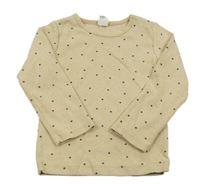 Světlebéžové melírované puntíkaté triko H&M