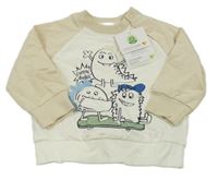 Nové - smetanovo-svetlobéžová melírovaná slabá mikina s príšerkami Topomini