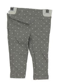 Nové - šedé melírované puntíkaté tregínové kalhoty s volánkem