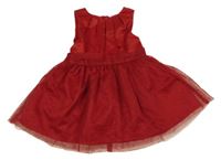 Červené trblietavé saténovo/tylové slávnostné šaty Next