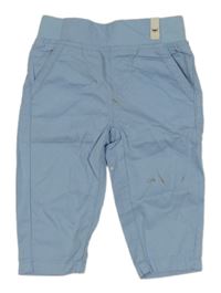 Svetlomodré plátenné nohavice s úpletovým pasom