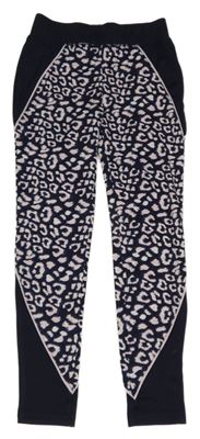 Tmavomodro-světlerůžovo-bílé vzorované funkční sportovní legíny ERGEENOMIXX