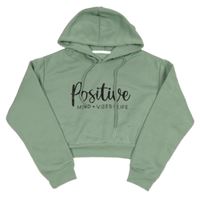 Olivová tepláková oversize crop mikina s nápismi a kapucňou SHEIN