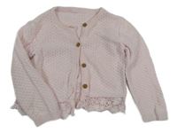 Svetloružový vzorovaný prepínaci sveter s čipkou s kvetmi George