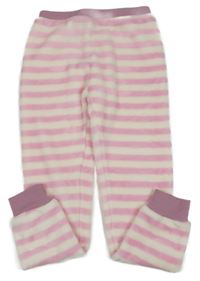 Bílo-růžové pruhované plyšové kalhoty POCOPIANO