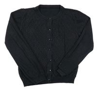 Čierny melírovaný prepínaci crop sveter so vzorom a trblietkami NUTMEG