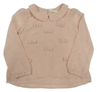 Světlerůžová šifonová halenka s mašličkami H&M