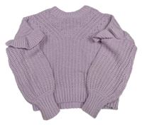 Levandulový žebrovaný oversize crop svetr s volánky George