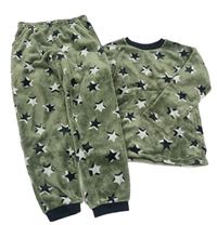 Zelené chlpaté pyžama s hviezdičkami Nutmeg
