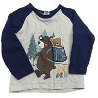 Béžovo-tmavomodré tričko s medvedíkmi Dopodopo