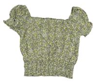 Světležluto-bílé květované crop tričko M&S