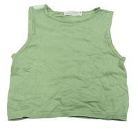 Zelený pletený crop top so sieťovinou s trblietkami Zara