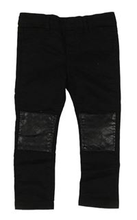 Černé elastické kalhoty s koženkou H&M