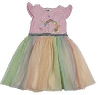 Růžovo-barevné bavlněno/tylové šaty s jednorožcem Primark
