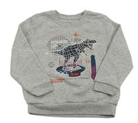 Sivá melírovaná mikina s dinosaurom Primark