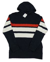 Nové - Tmavomodro-bílo-červené mikinotriko s pruhmi a kapucňou zn. Next