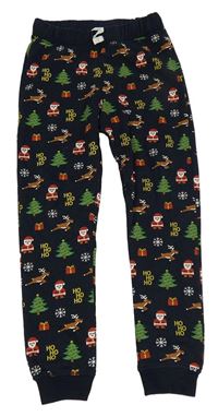 Tmavomodré tepláky s vánočním motívom H&M
