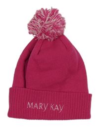 Fuchsiová čepcie s nápisem a bambulí Beechfield