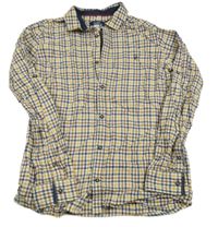 Bílo-tmavomodro-hnědá kostkovaná košile Okaidi