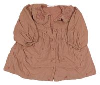 Staroružové menšestrové prepínaci šaty s výšivkami květů a golierom Primark